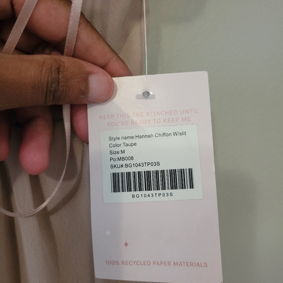 Birdy Grey Hannah Taupe Empire Chiffon Bridesmaid Wedding Dress. Size M - Picture 11 of 11